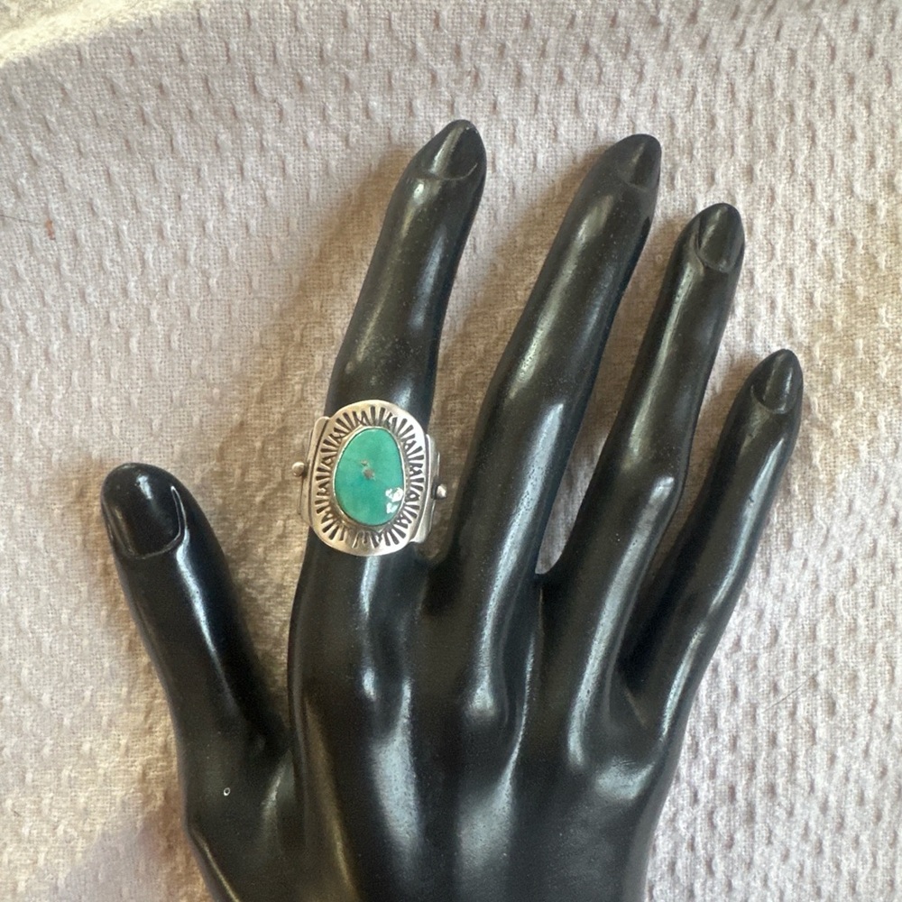 Sterling Silver Turquoise Statement Ring - Green Turquoise